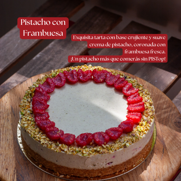 Cheescake pistacho con frambuesa